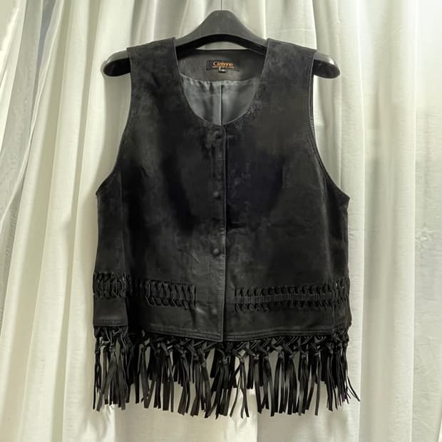 재팬 빈티지/ 스웨이드 프린지 크롭 베스트/ 95