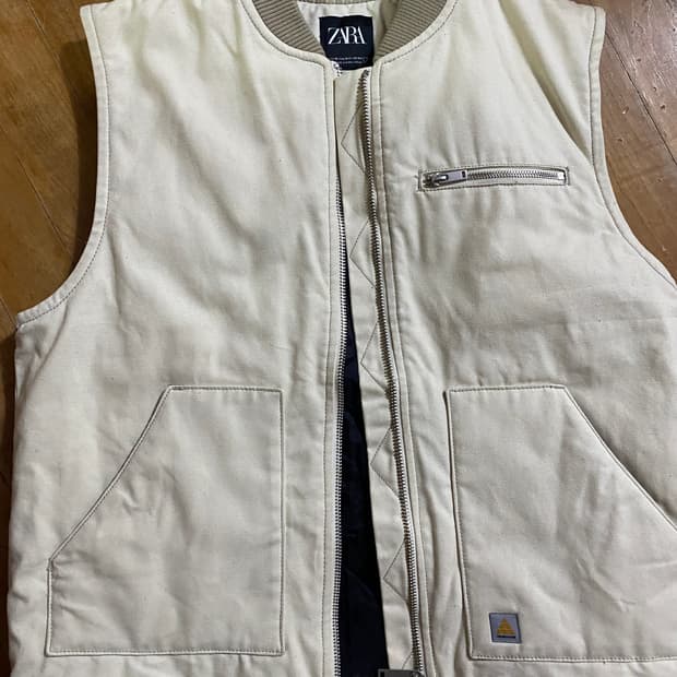 ZARA 워크웨어 아이보리 패딩 베스트 XL (105)