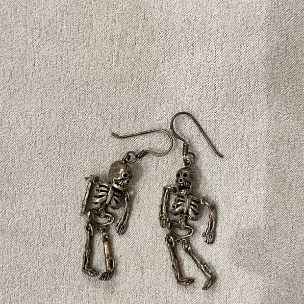 실버 해골 귀걸이 드롭 달랑달랑