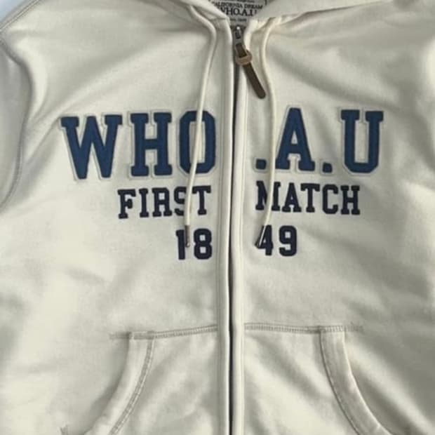 Who A U 후아유 2-way 네이비 로고 아이보리 후드집업