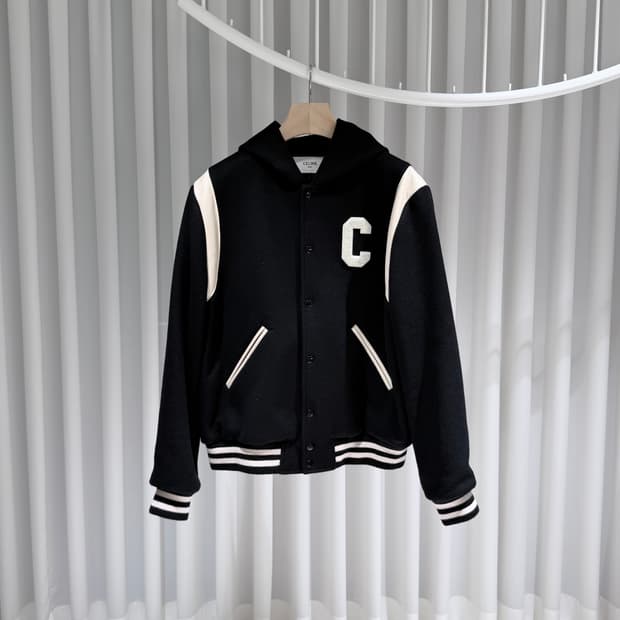 (S/50) / 셀린느 캐시미어 울 테디 바시티 후드 자켓