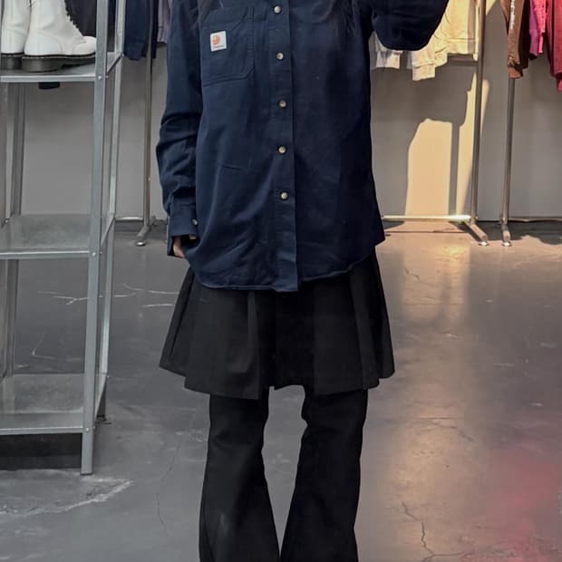 칼하트 네이비 워크셔츠 A3513