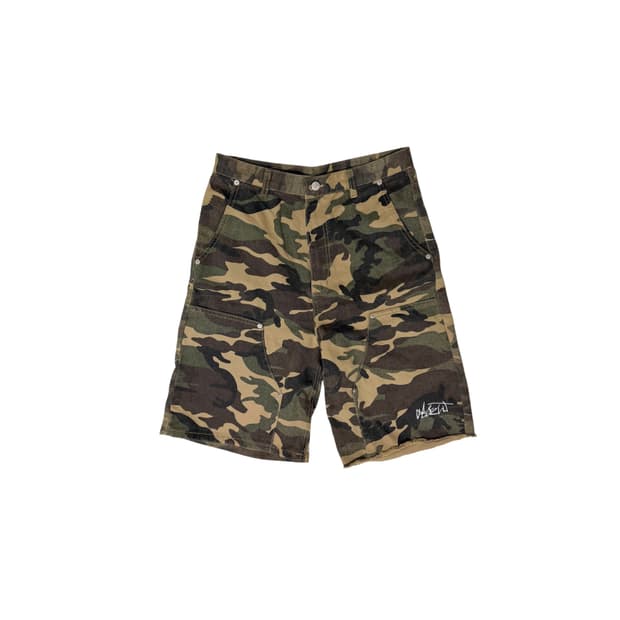 ABSENT 카모 더블니 버뮤다 팬츠