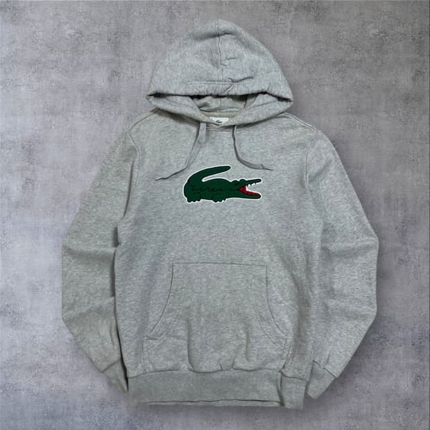 라코스테 빅로고 그레이 후드티