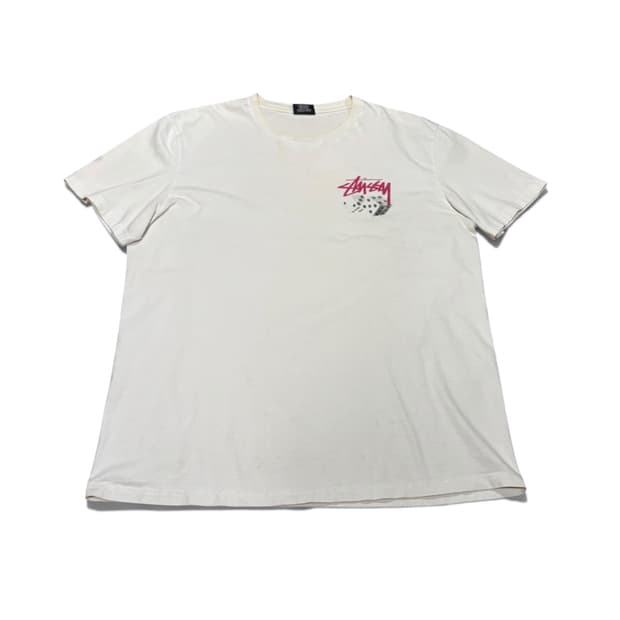 XL 스투시 화이트 롤 더 다이스 피그먼트 반팔티