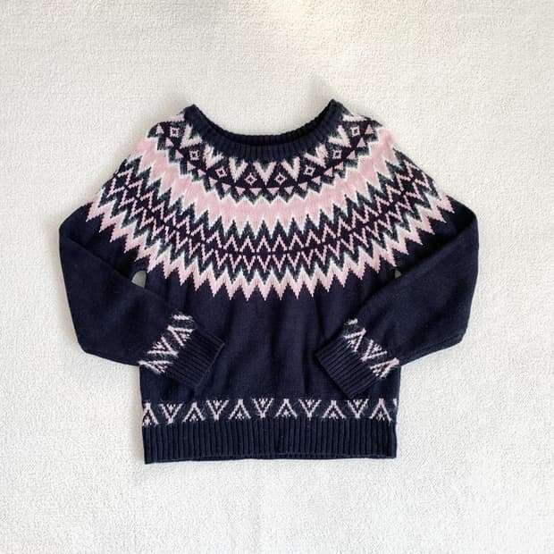 이스트보이 네이비x핑크 노르딕 니트