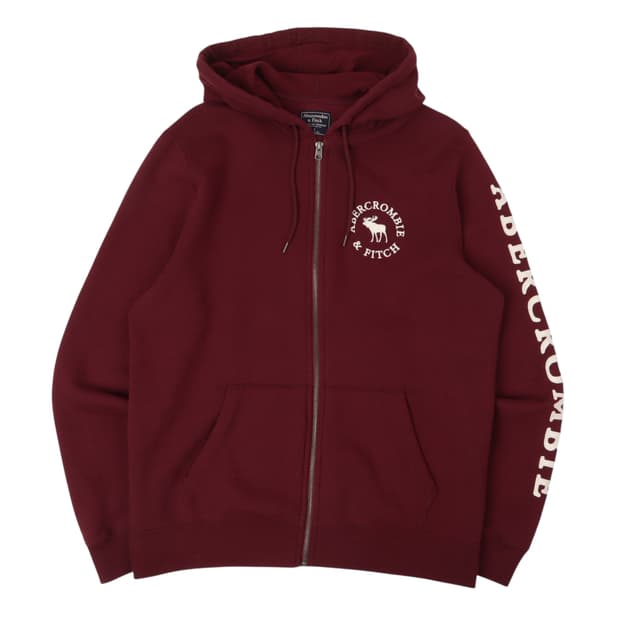 아베크롬비 버건디 엠브로이드 후드집업