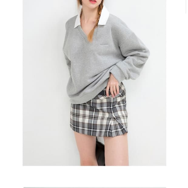 낫유어로즈 Check buckle pleated skirt (grey)