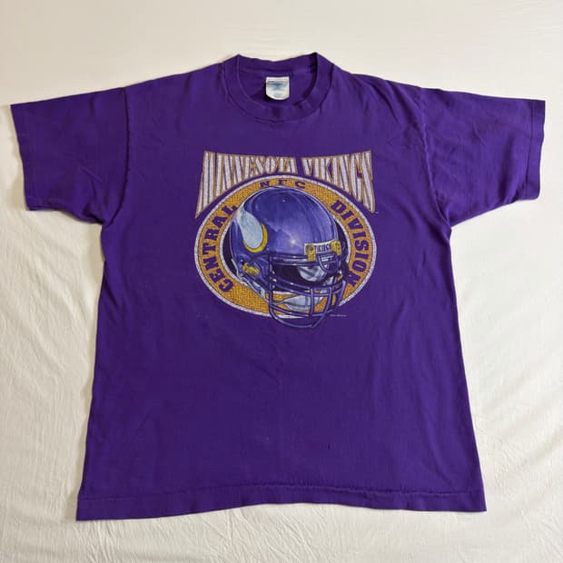 90s NFL 미네소타 바이킹 싱글 스티치 티셔츠 L