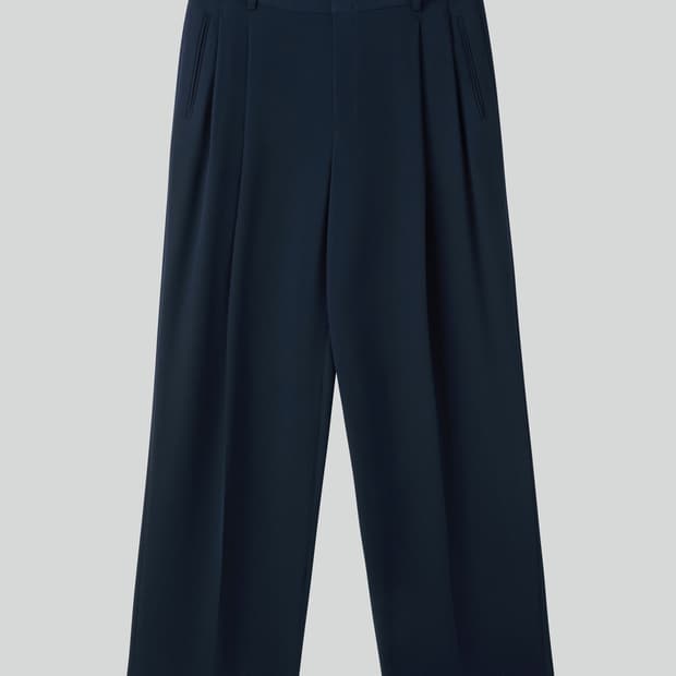 [새상품] 렉토 26SS 플루이드 턱 디테일 수트 팬츠 다크 네이비
