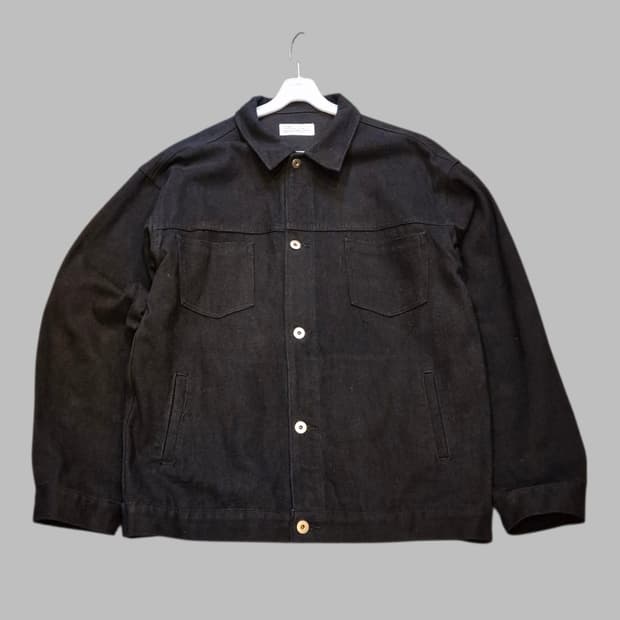 L(착샷잇음) 블랙 면 트러커자켓 