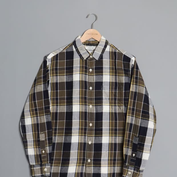 GLOBAL WORK Linen Blend Check Shirts