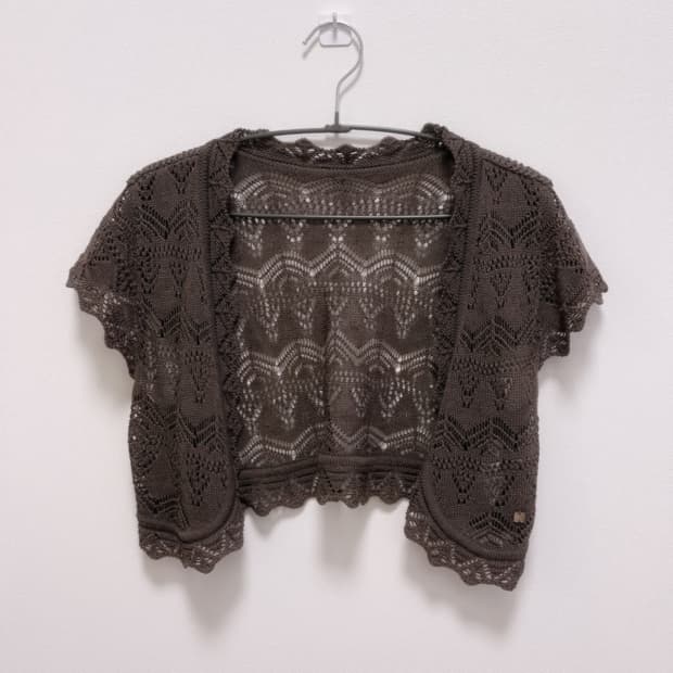 Crocodile ladies 크롭 반팔 가디건