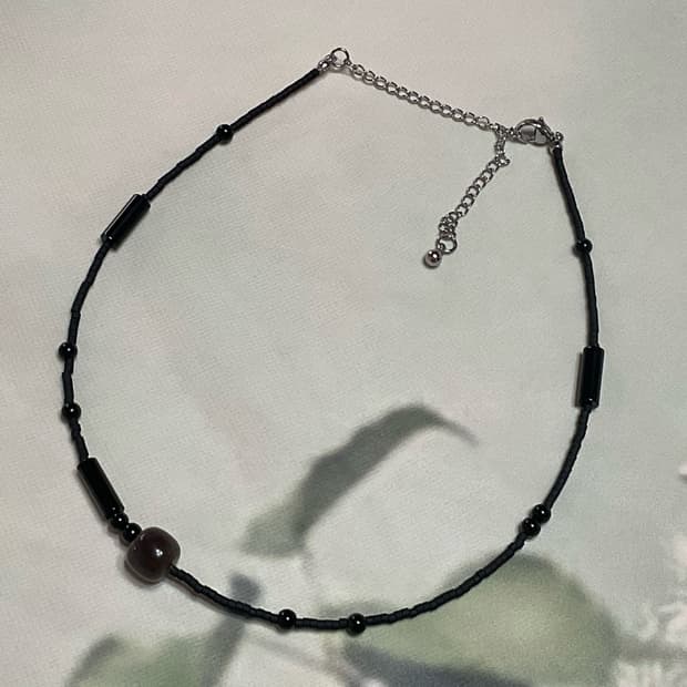 블랙 오닉스 비즈 목걸이