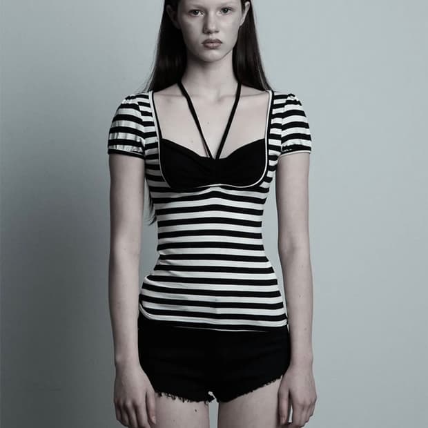 일리오 stripe Giselle gathered top