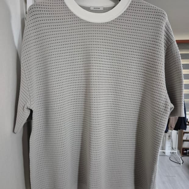 시스템옴므 펀칭 레이온 니트 반팔티 105 라이트그레이