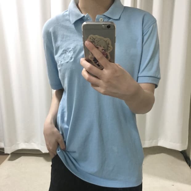 버버리 스카이 블루 하늘 카라 반팔 티셔츠