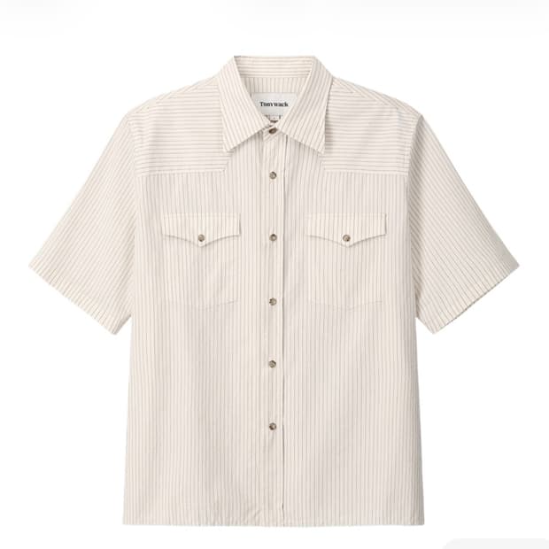M L XL 토니웩 로우 컷 스트라이프 체크 셔츠 아이보리 새제품 판매