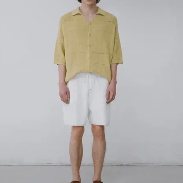 우마뭉 cotton Boucle crochet shirts_citrus