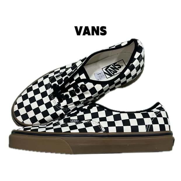 (265) 반스 어센틱 체커보드 화이트/블랙/검솔