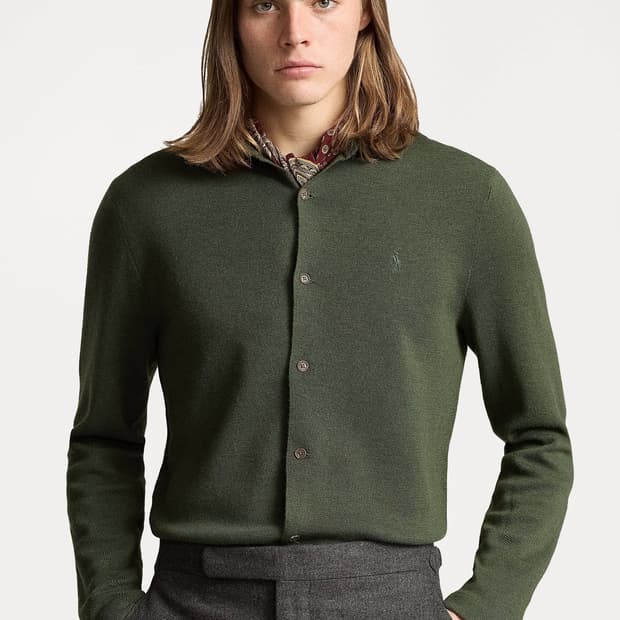 폴로 랄프로렌 워셔블 울셔츠 스웨터 올리브 색상