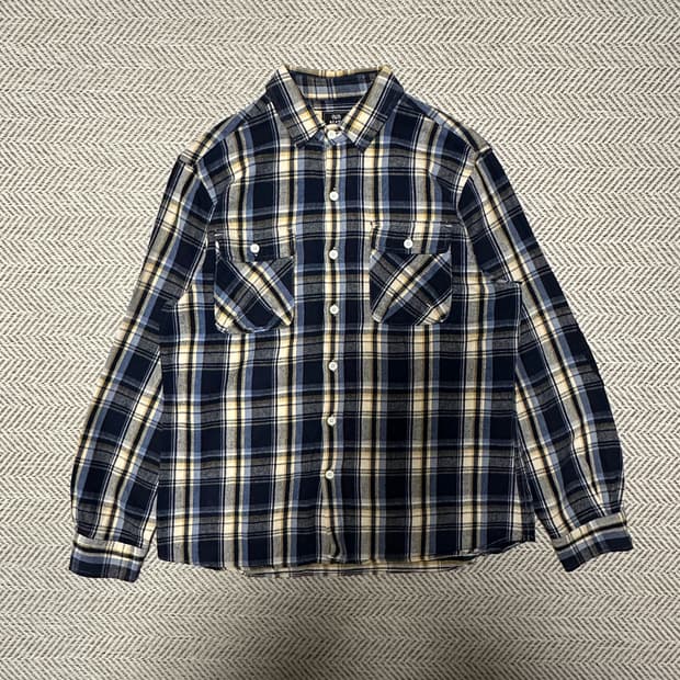 BEAMS elbow corduroy check shirt