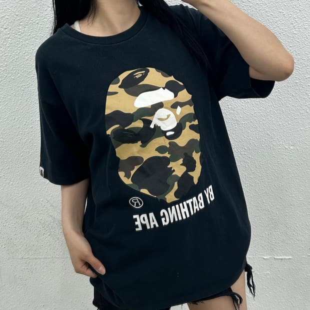 베이프 카모마블링 빅로고 반팔 XL