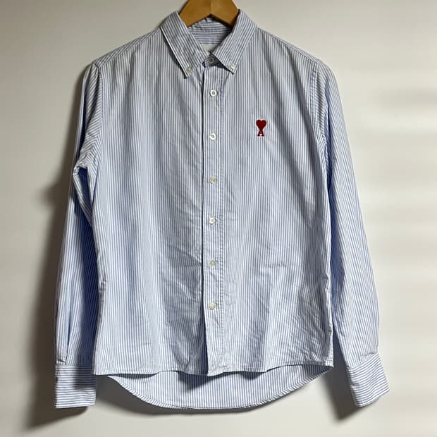 아미 스몰로고 하트 스트라이프 셔츠 남방 프리