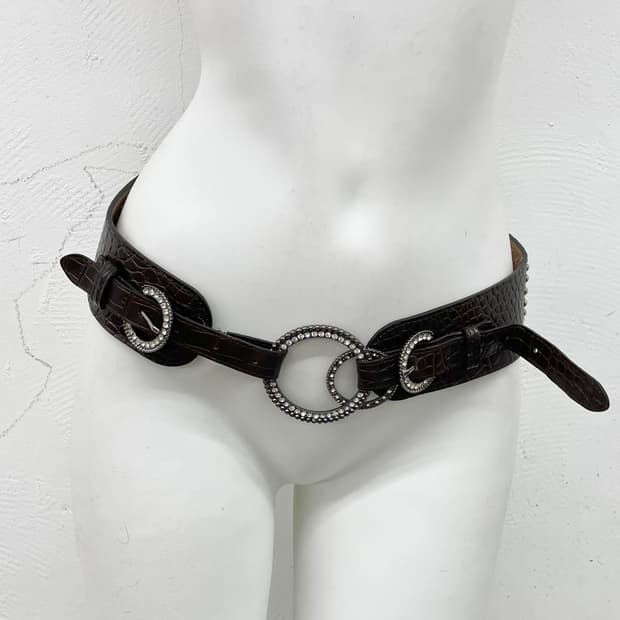 오리엔탈 스터드 큐빅 와이드 벨트