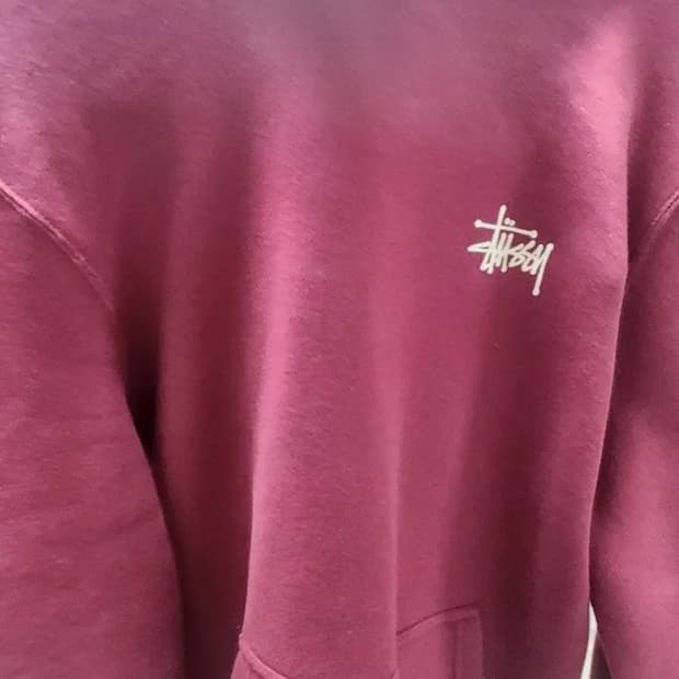 스투시 버건디 기모 후드티s