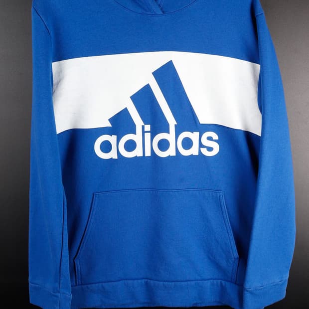 아디다스 삼선 블루 후드티