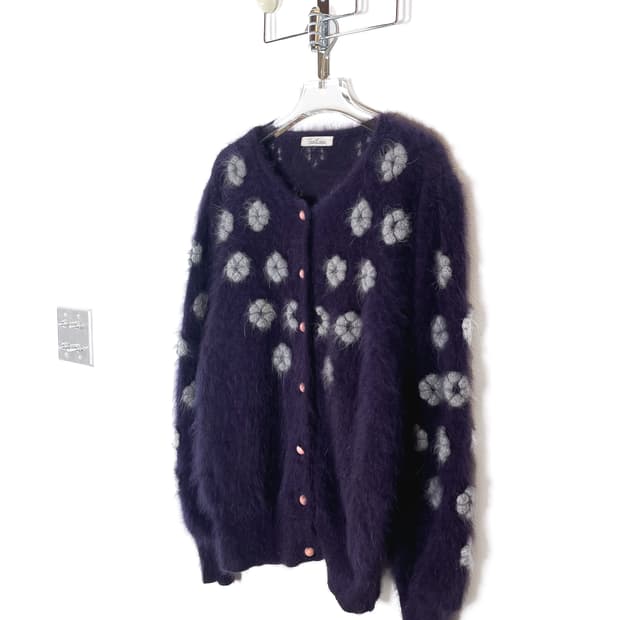  빈티지 플라워 울 가디건