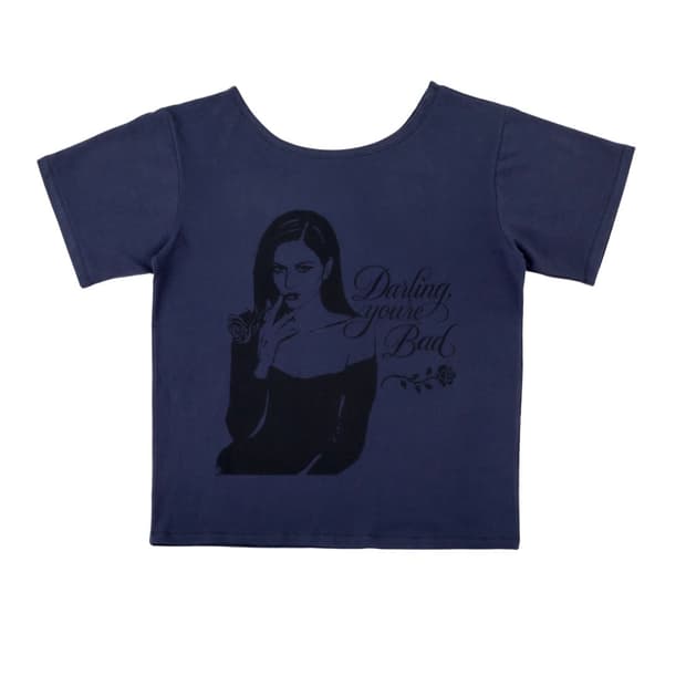 달링유어배드 SMOKING ROSE TEE #NAVY
