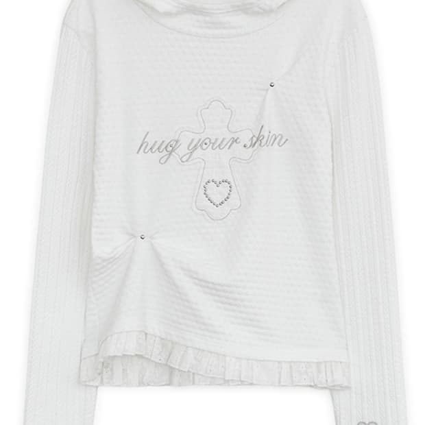 허그유어스킨 레이스 크로스 패치 후디