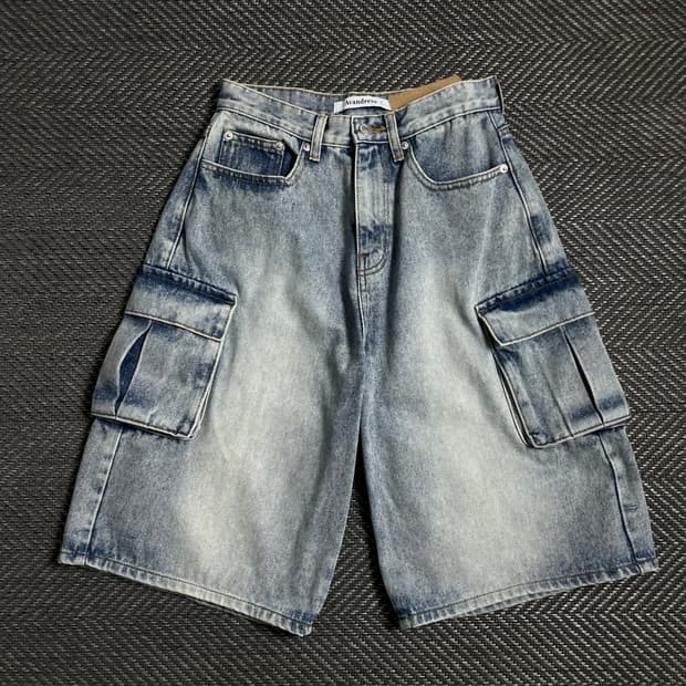 어반드레스 멀티포켓 데님 카고 버뮤다 팬츠o 4881