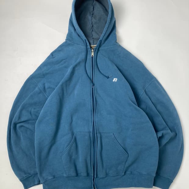 00s Russell Zip Up Hoodie (steel blue)