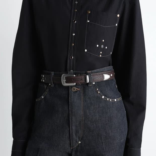 [75,80]르메르 26ss 웨스턴 스터드 벨트/다크 브라운