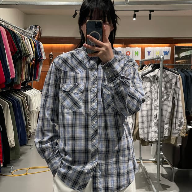 랭글러 웨스턴 체크 셔츠  