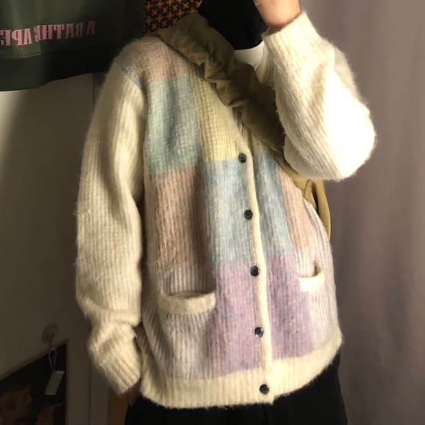 슈프림 브러쉬드 그리드 가디건