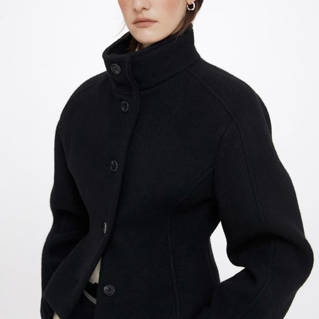 레이브 하이넥 숏코트 블랙 S