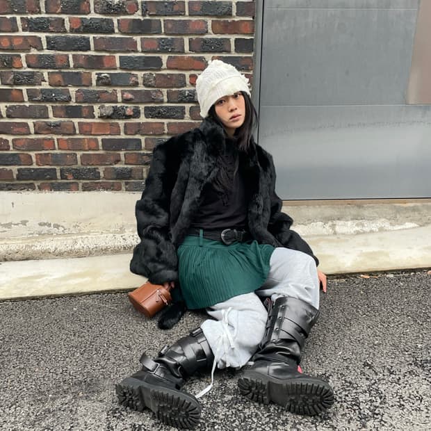 Black rabbit fur jacket