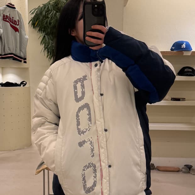 폴로 스포츠 00s 덕다운 빅로고 배색 패딩 U92