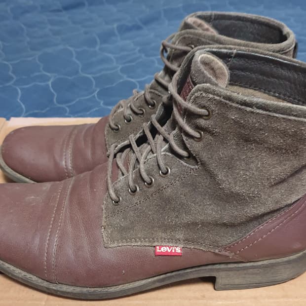 (빈티지)리바이스 STRAUSS 스웨이드배색 가죽 앵클부츠 브라운 270