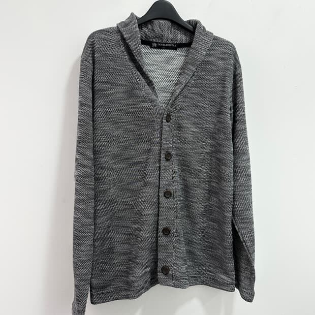 Double needle shawl collar cardigan
