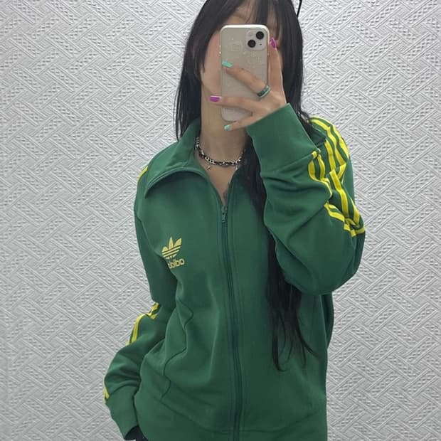 아디다스 올드스쿨 Y2K 옐로우그린 져지 집업 105 C07059