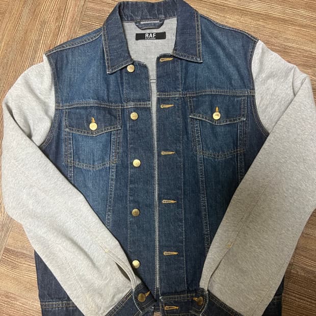 라프시몬스 10fw 컬러블록 데님자켓
