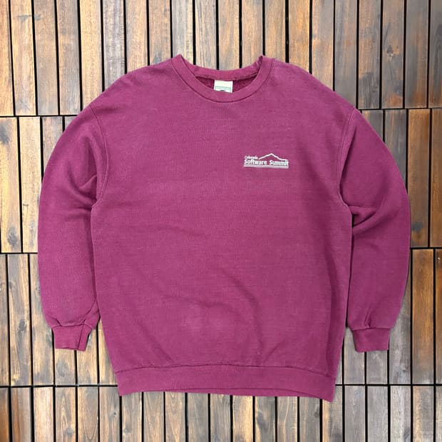 (L) 90s Lee 버건디 해비웨이트 오버 맨투맨