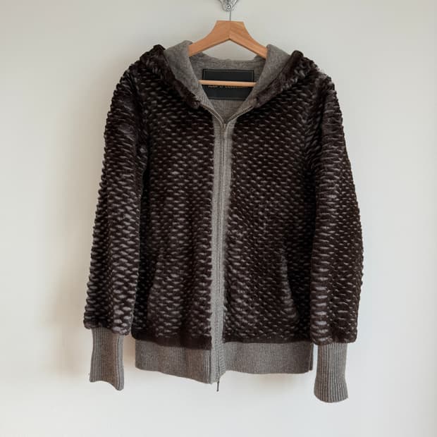 La Pelliccia 렉스퍼&캐시미어 후드집업