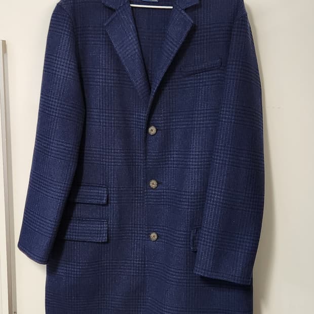 폴로 랄프로렌 네이비 체크 울코트 M  (95-100)