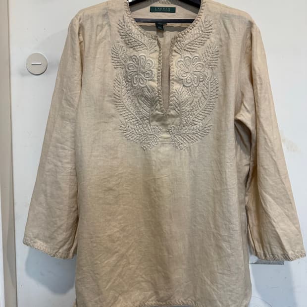 로렌랄프로렌 린넨 자수 블라우스